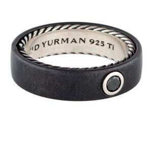 DAVID YURMAN DIAMOND TITANIUM STERLING SILVER 925 STREAMLINE BAND RING